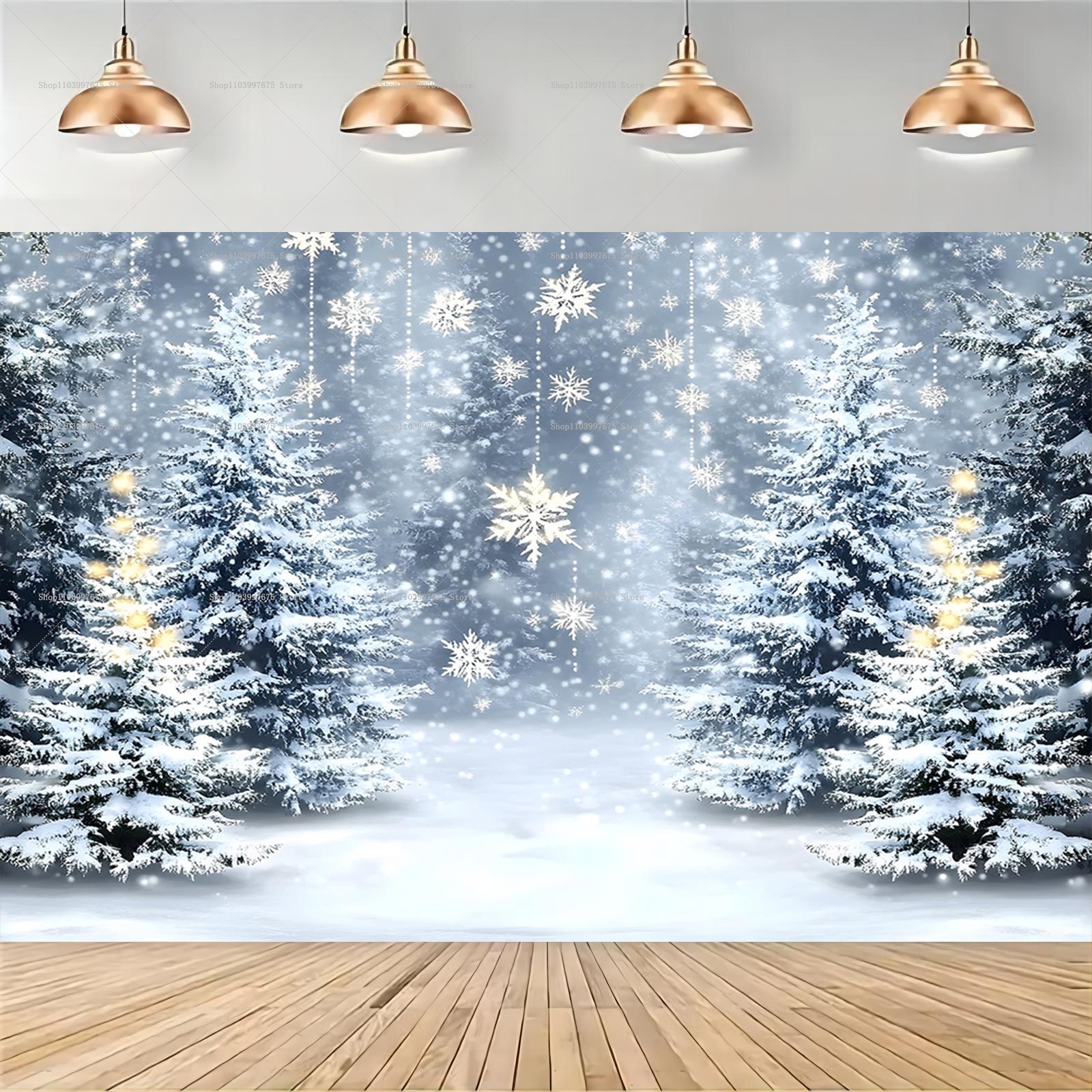 Snowy Forest Christmas Backdro - Baby Xmas Clothing recensie en prijs
