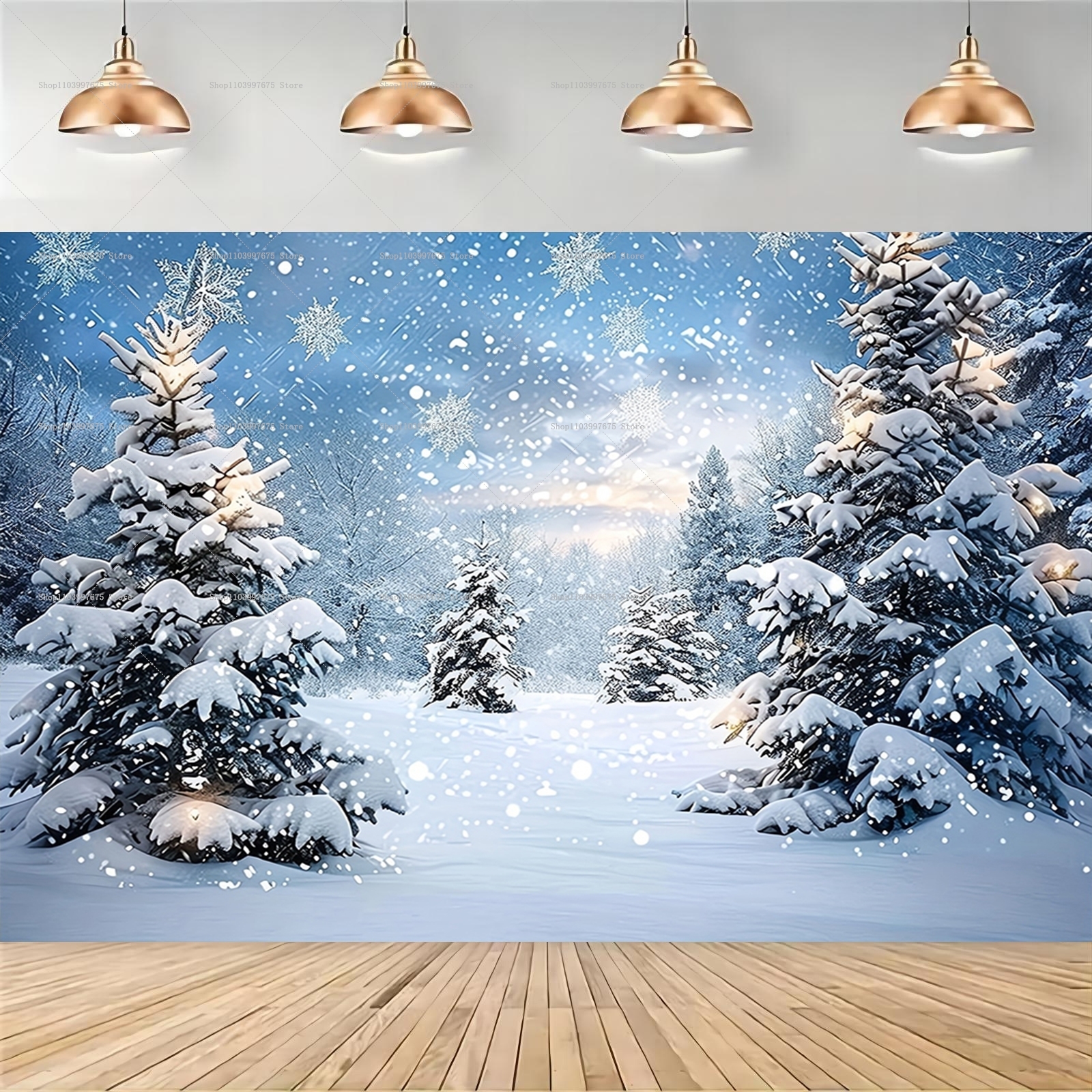 Snowy Forest Christmas Backdro - Baby Xmas Clothing recensie en prijs