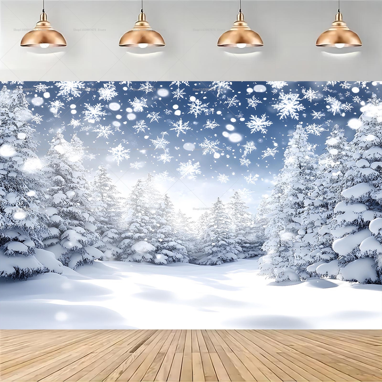 Snowy Forest Christmas Backdro - Baby Xmas Clothing recensie en prijs